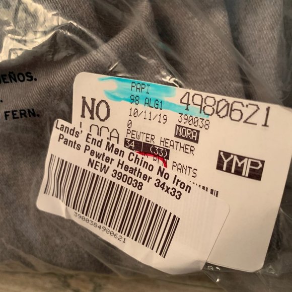 NWT LANDS' END NO IRON TWILL TAILORED PLAIN FRONT PANTS PEWTER HEATHER 34 & 37 - Picture 12 of 15